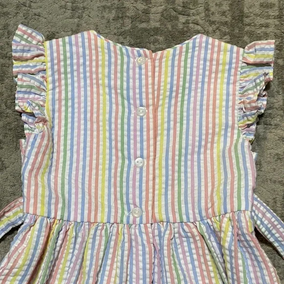 Girls Bonnie Jean Pastel Stripe Smocked Waist Dress, size 5. - Picture 5 of 6